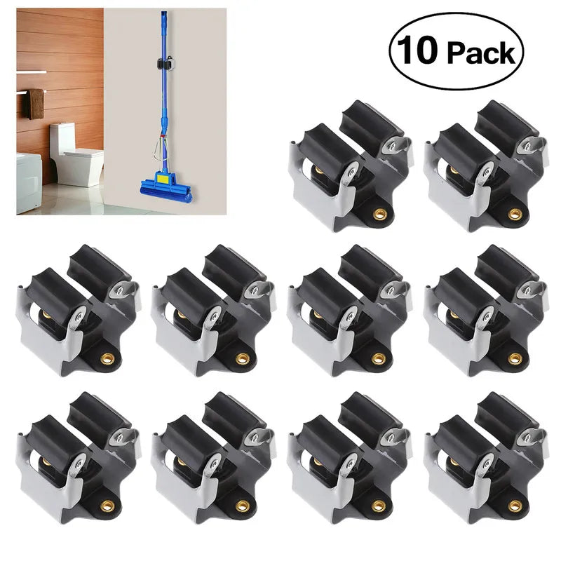 Mop & Broom Holder 10-Pack | Wall-Mounted Storage Clips