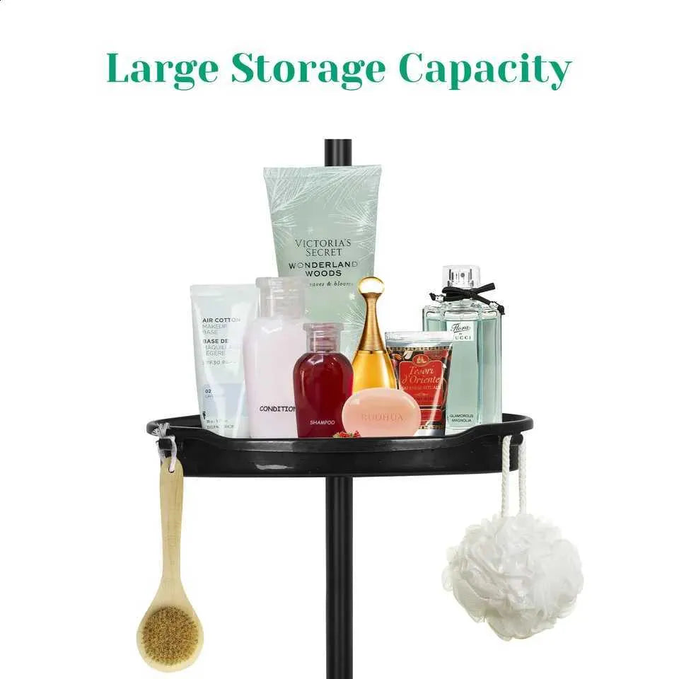 4-Tier Corner Shower Caddy with Tension Pole – Adjustable Bathroom Organizer