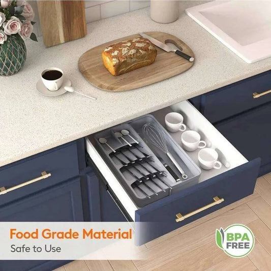 Adjustable Cutlery Organizer – Multifunctional Silverware Tray for Kitchen Drawers