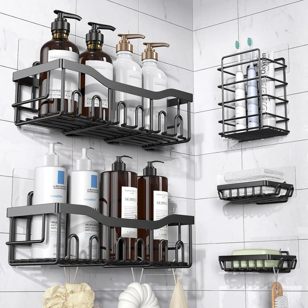 Adhesive Shower Caddy – Rustproof Stainless Steel, No-Drill