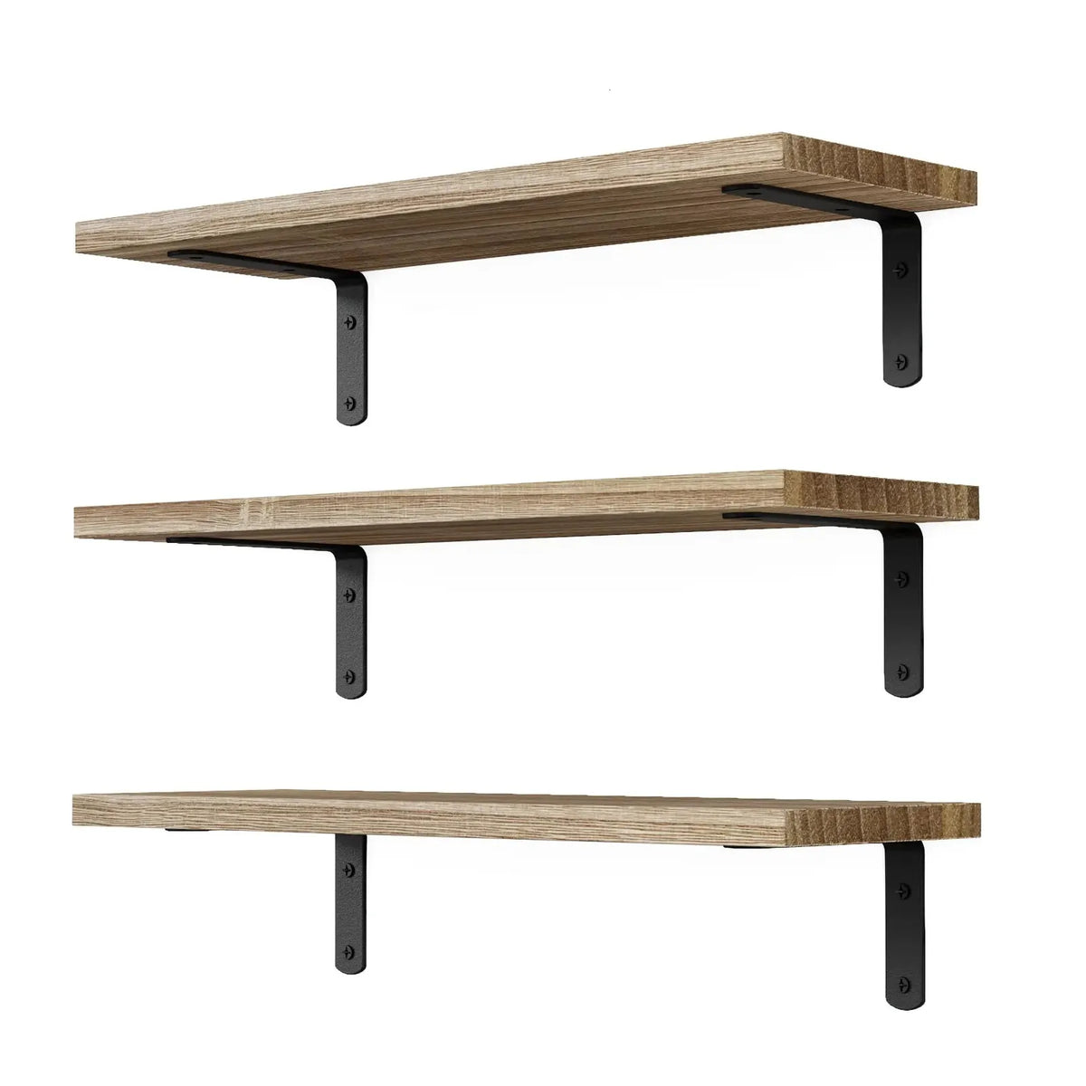 Floating Wooden Shelving Set – Wall-Mounted Storage Shelves