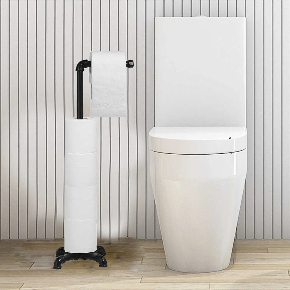 Iron Freestanding Toilet Paper Holder Stand