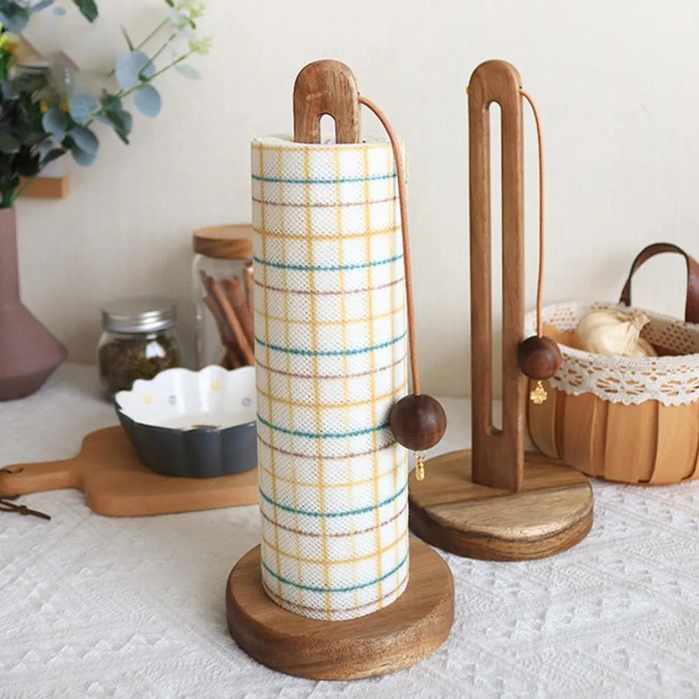 Wooden Base Kitchen Paper Towel Holder
