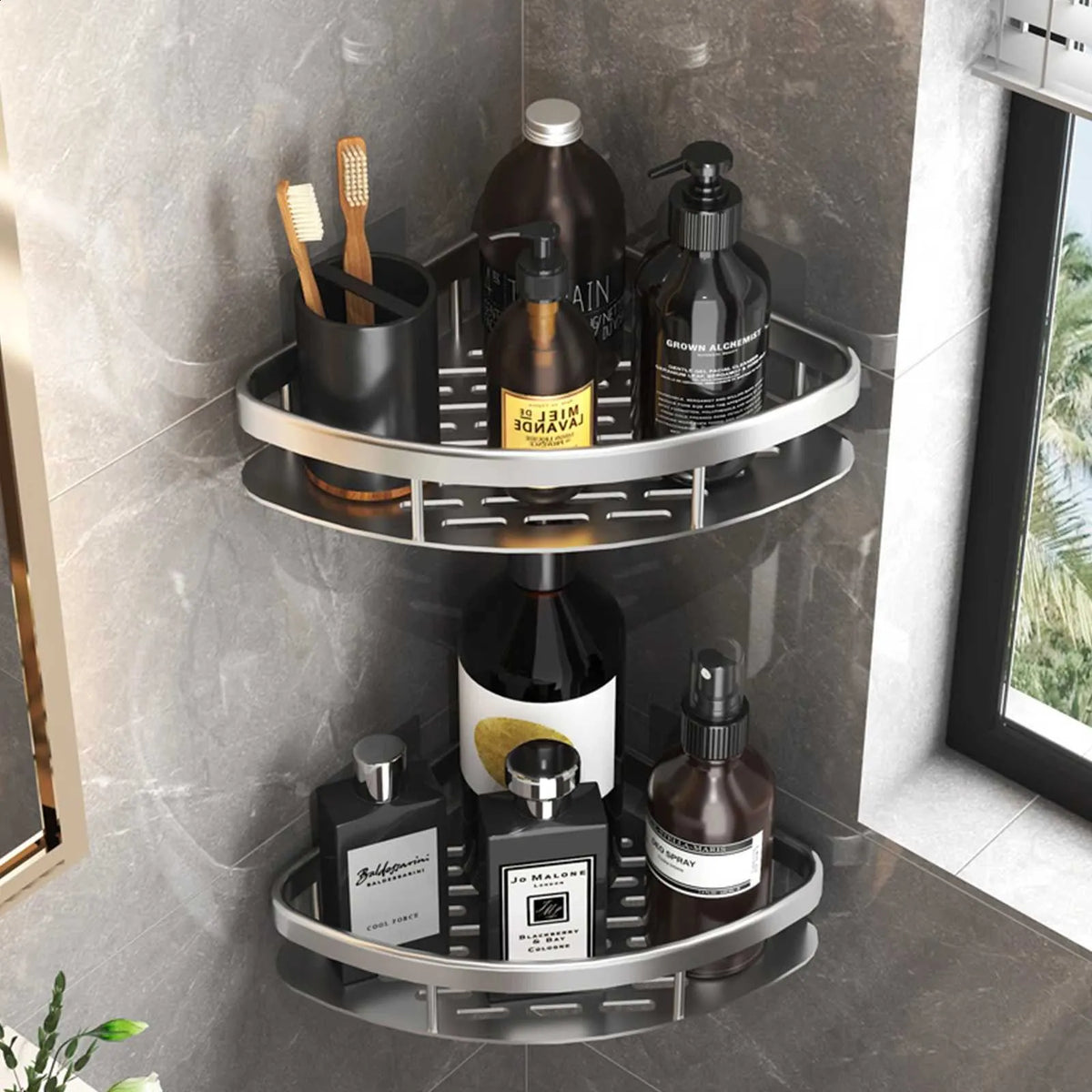 Stainless Steel Anti-Rust Bathroom Storage Rack – Suction Cup Shower Organizer