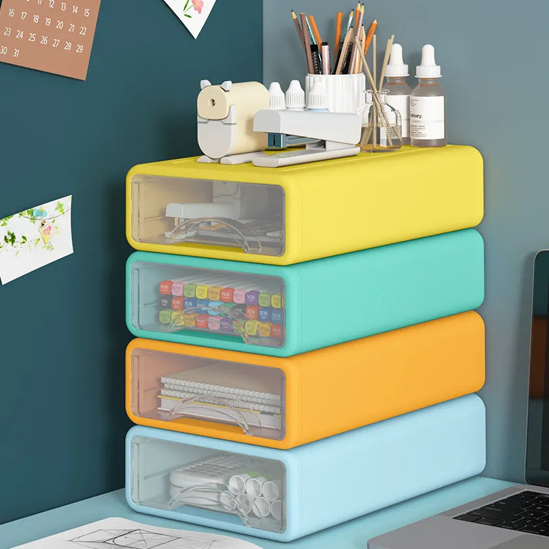 Stackable Desk Organizer with Storage Drawers – Desktop Cabinet