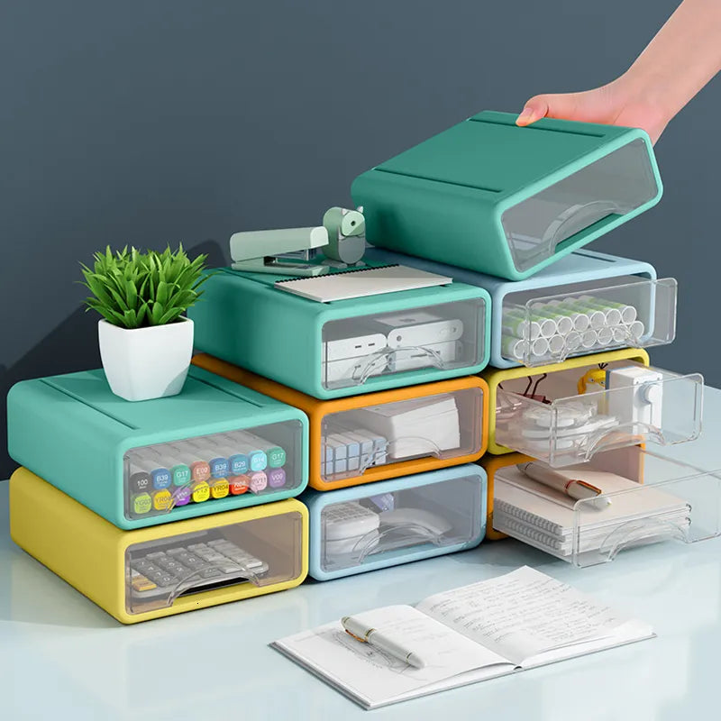 Stackable Desk Organizer with Storage Drawers – Desktop Cabinet