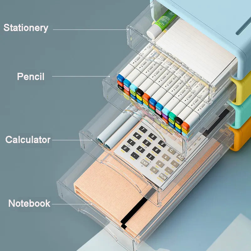 Stackable Desk Organizer with Storage Drawers – Desktop Cabinet