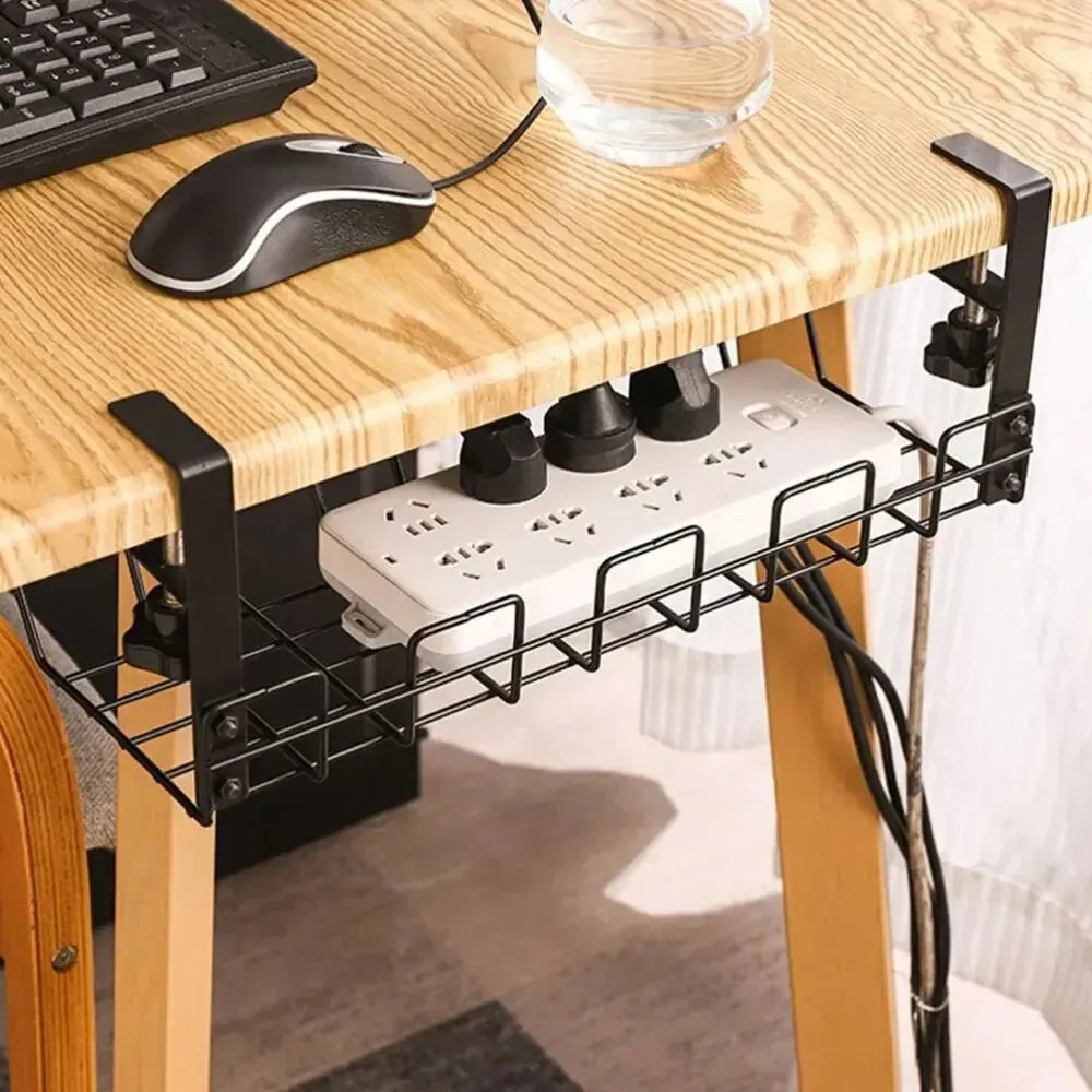 Metal Under-Desk Cable Management Tray – Table Storage Rack