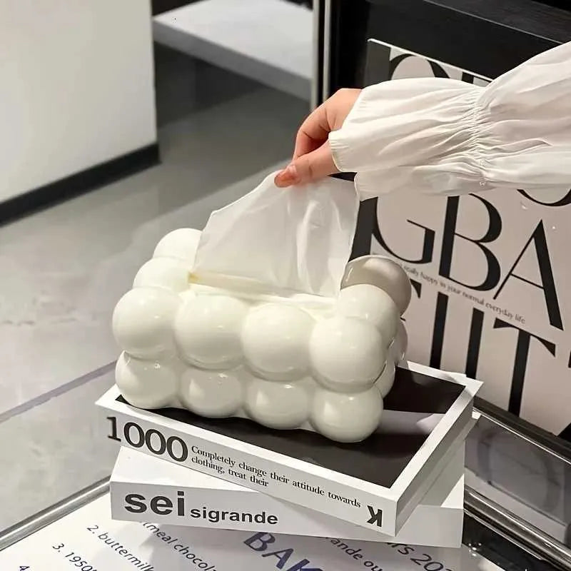 Cloud-Shaped Glossy Tissue Box Holder – Modern Decorative Home Organizer