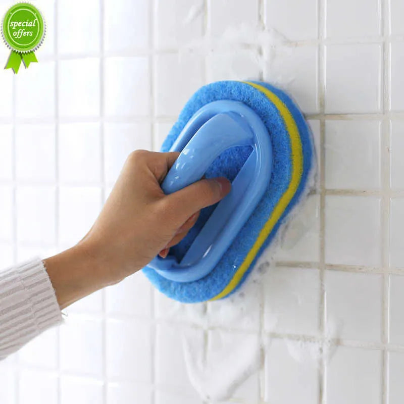 Kitchen & Bathroom Cleaning Brush Set – Scrubbers with Handle Sponge