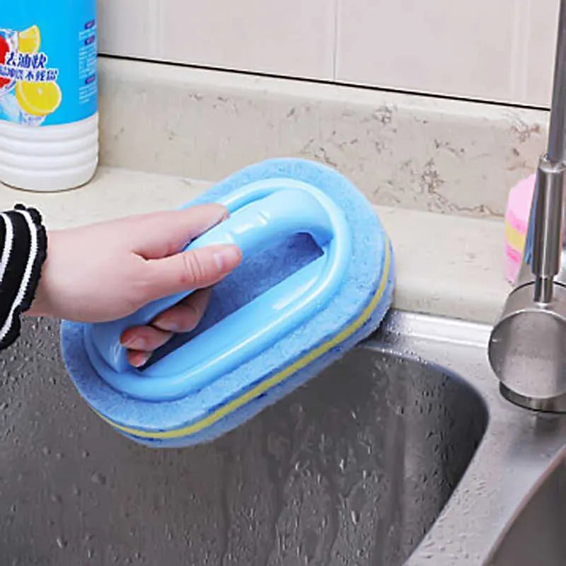 Kitchen & Bathroom Cleaning Brush Set – Scrubbers with Handle Sponge