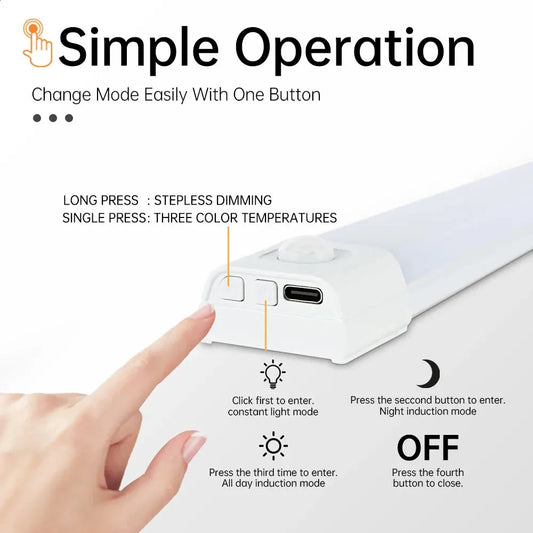 LED Motion Sensor Night Light – Wireless USB Rechargeable Cabinet Lamp