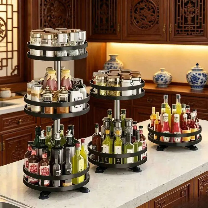 360° Rotating Spice Organizer Turntable Rack