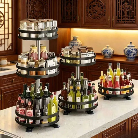 360° Rotating Spice Organizer Turntable Rack